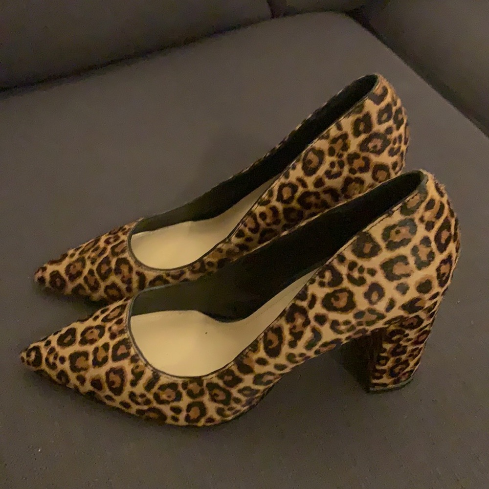 WHBM Elisa Signature Leopard Print Chunky Heels.